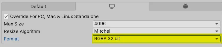 Unity Texture: Uncompressed Format