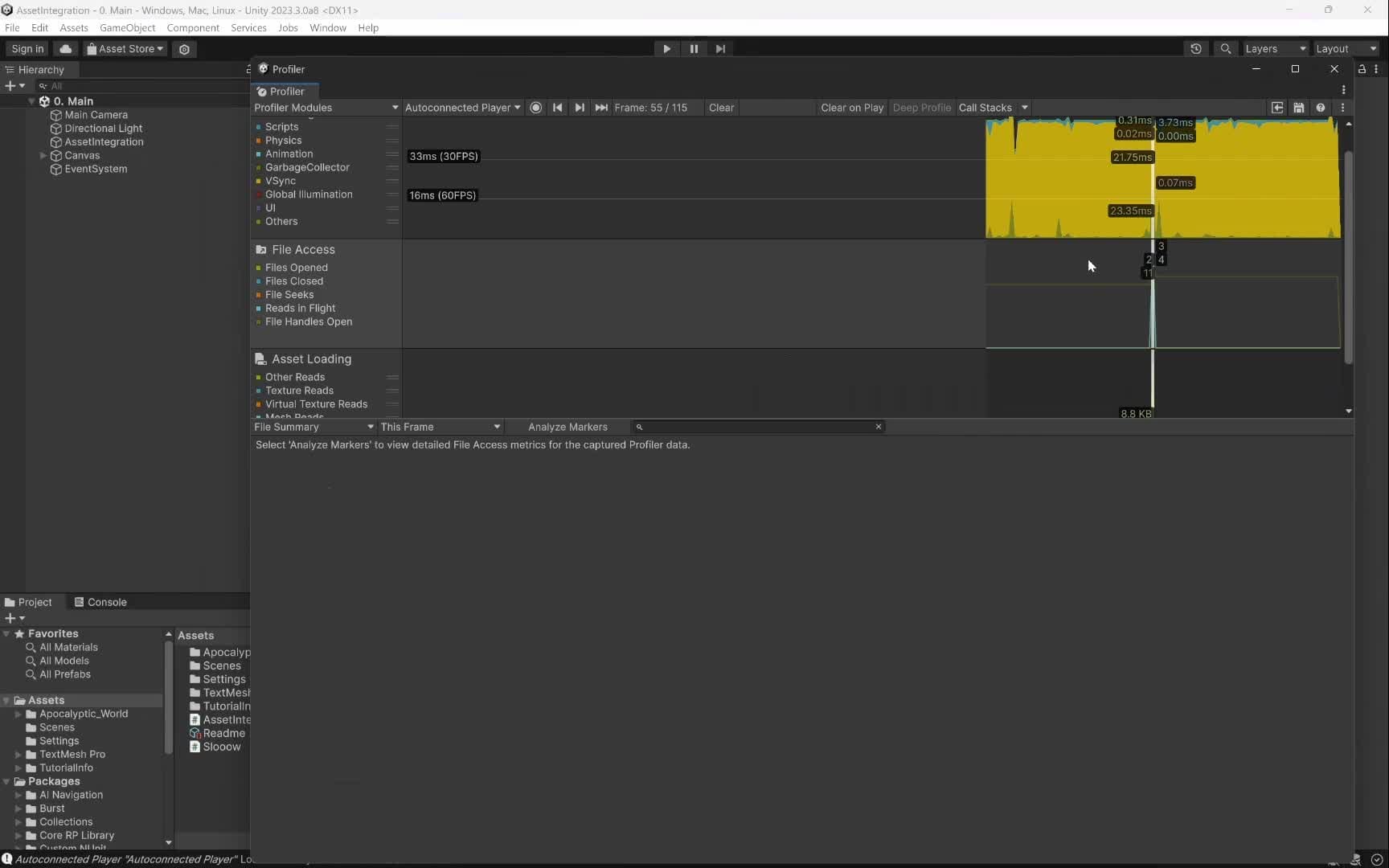 Unity Profiler modules for asset loading analysis
