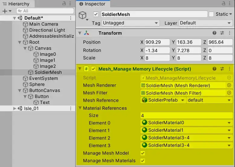 OnDisable: Memory Gains for Meshes