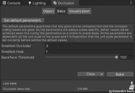 Occlusion Culling Baking Window